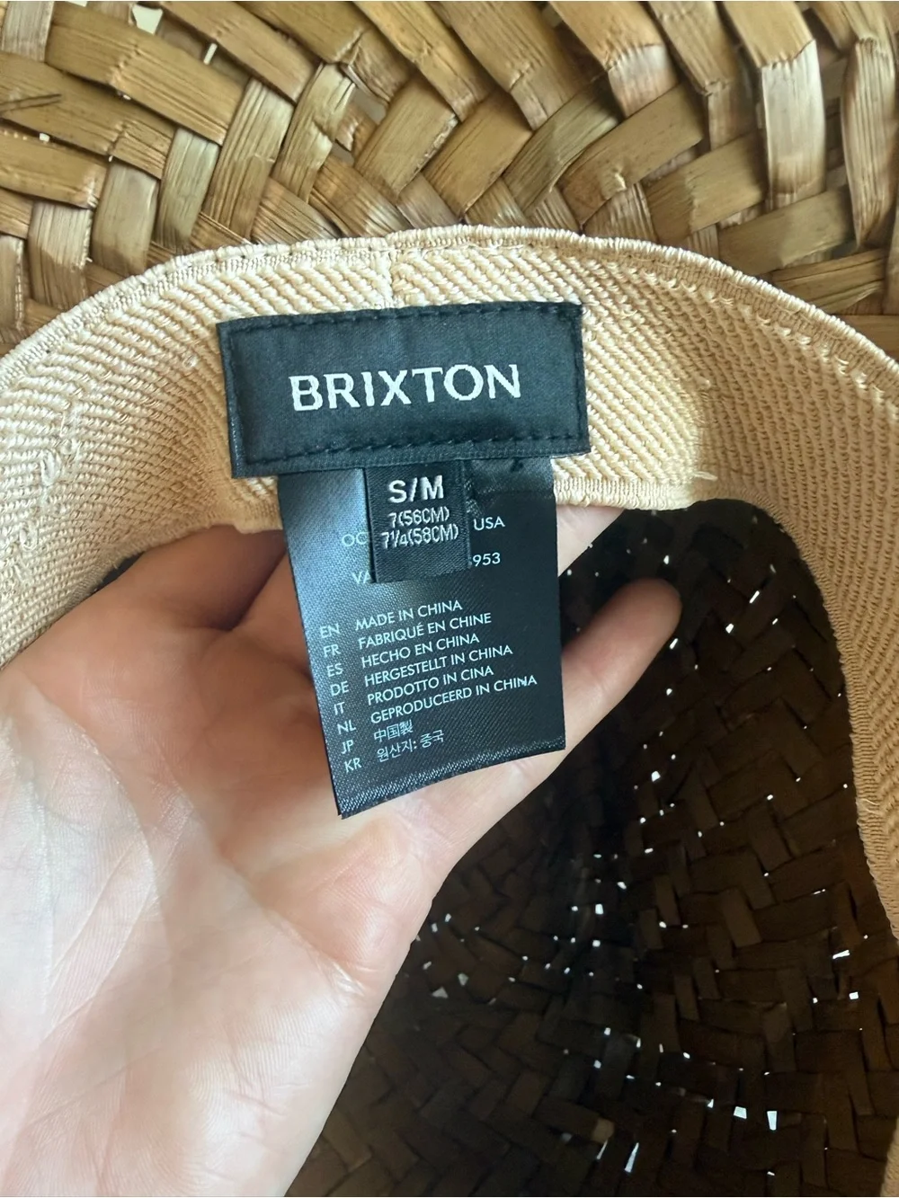 Brixton Straw Hat with Adjustable Chin Strap - Size S/M